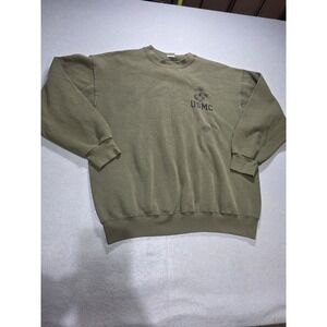 1990s USMC Sweater Mens L Olive Green Pullover Sweatshirt Marines